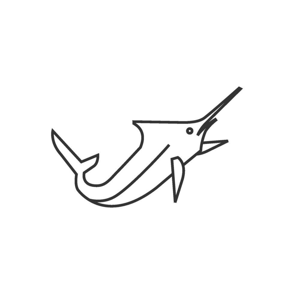 Fish icon in thin outline style vector