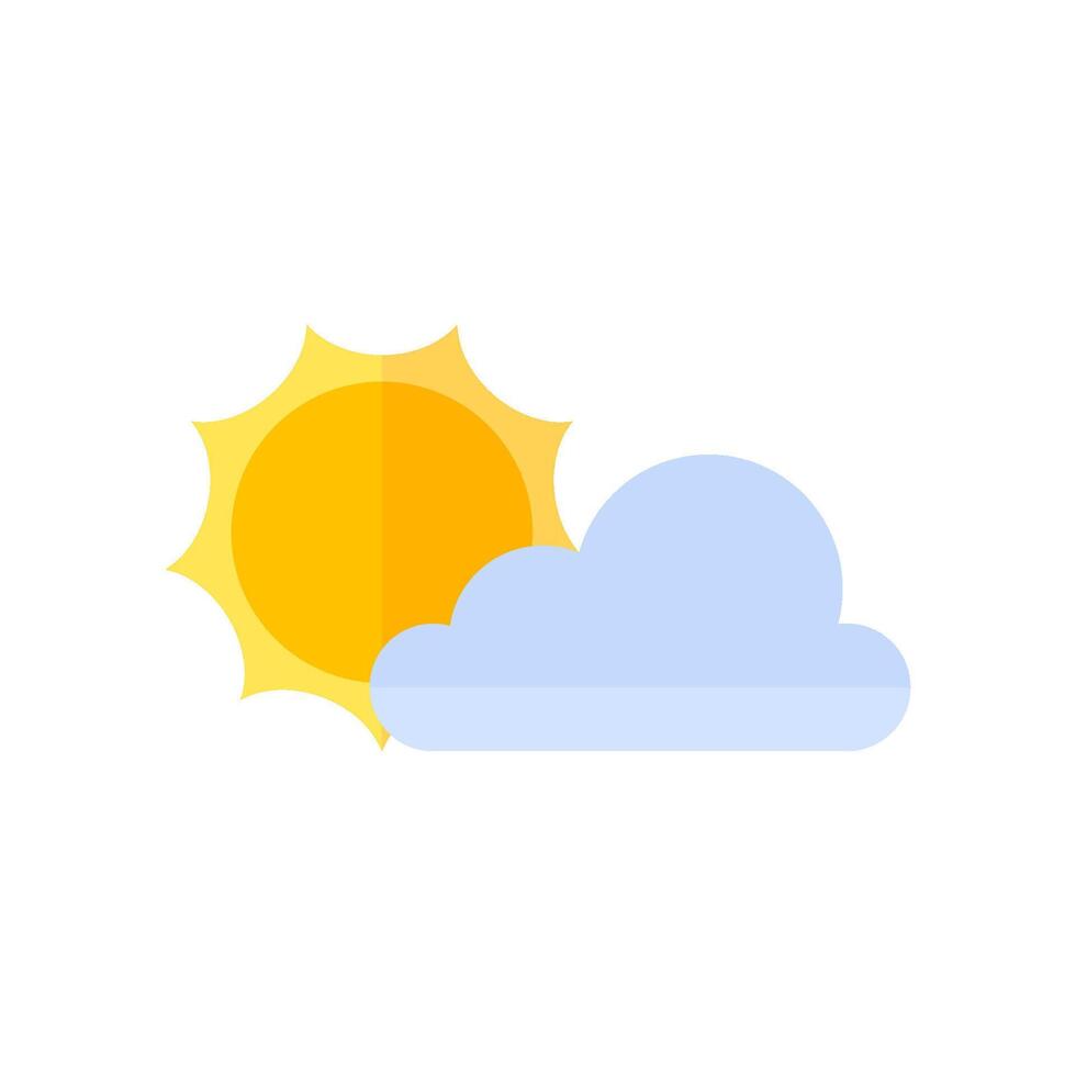 clima pronóstico parcialmente soleado icono en plano color estilo. vector