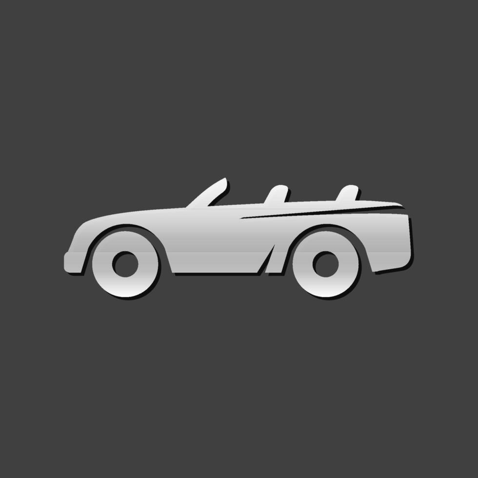 Sport car icon in metallic grey color style. Luxury speed coupe convertible vector