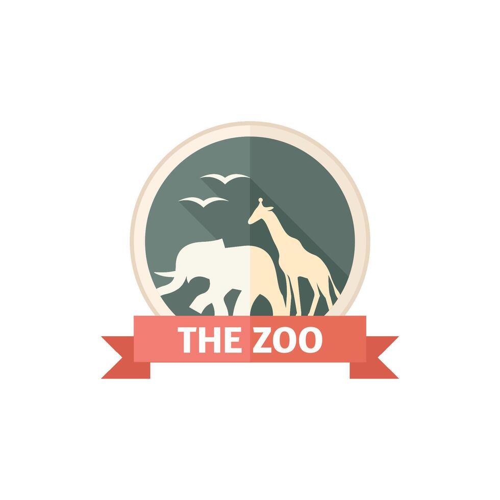 Zoo gate icon in flat color style. Animal park jungle safari vector