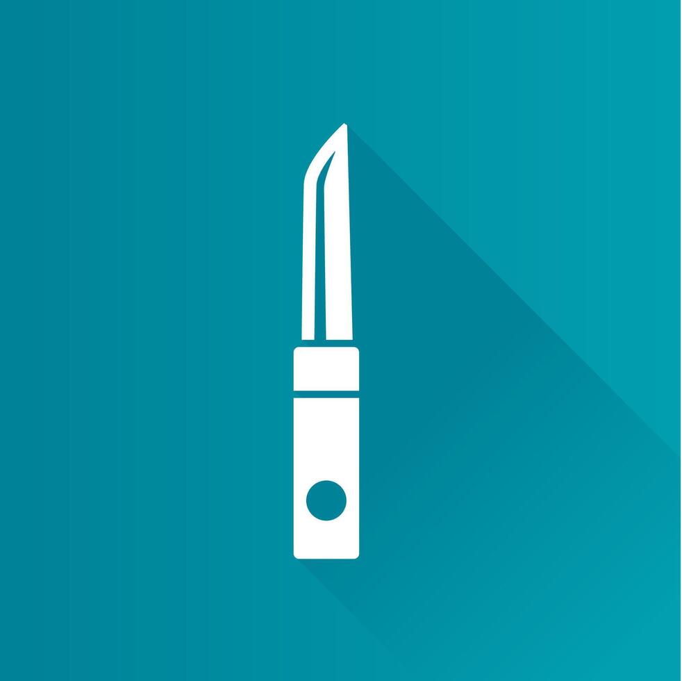 Knife flat color icon long shadow vector illustration