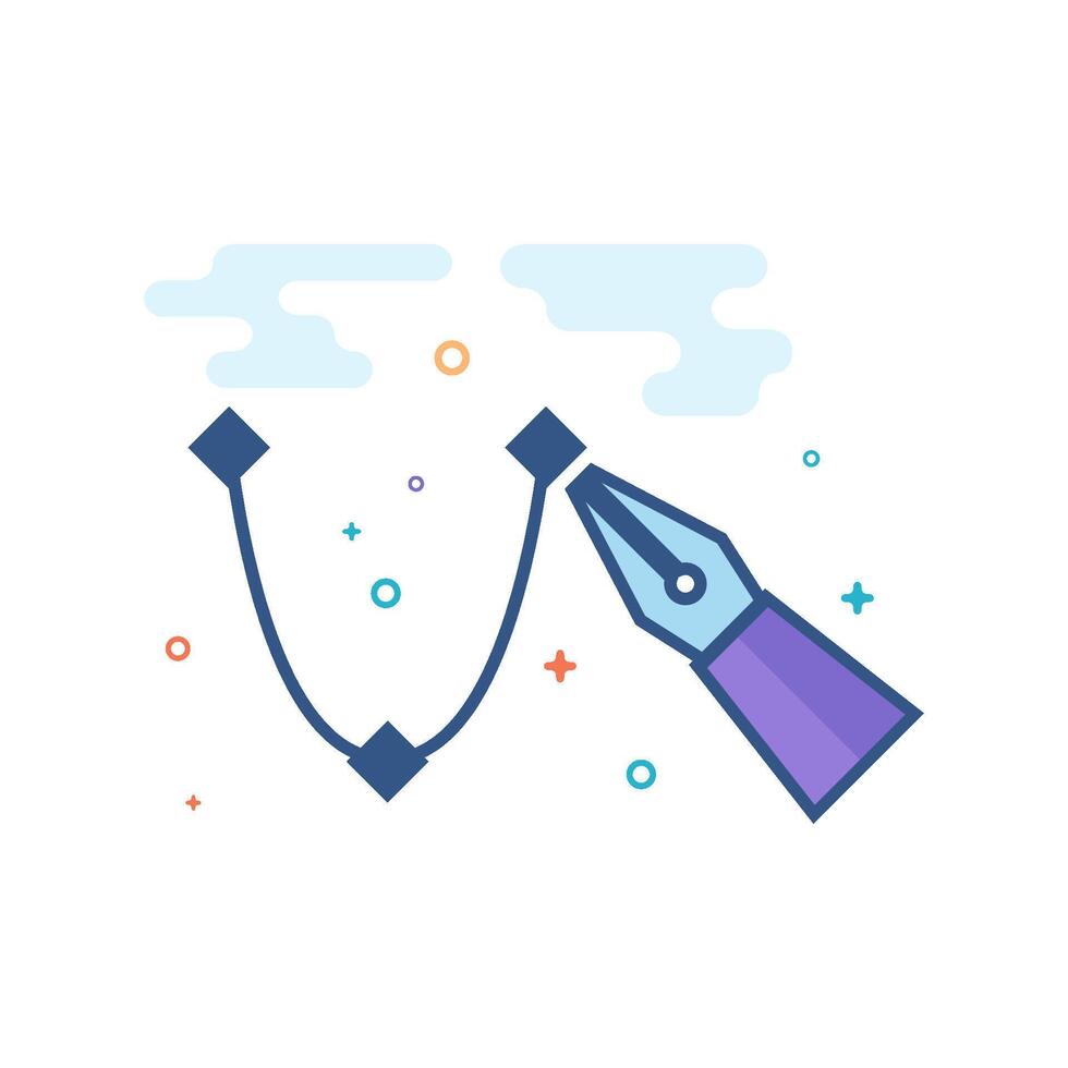 Bezier icon flat color style vector illustration