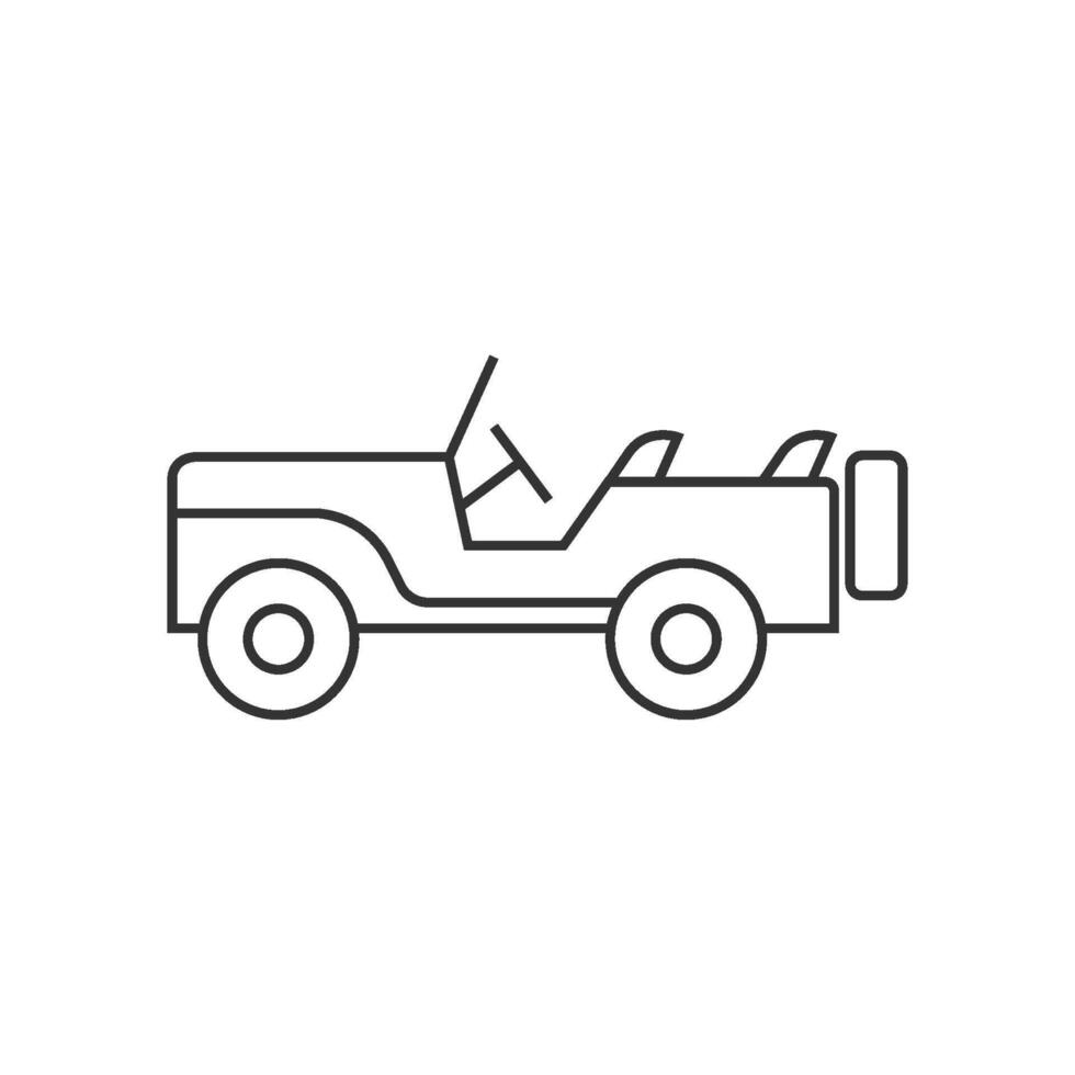 Military vehicle icon in thin outline style vector