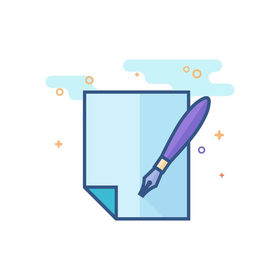 Letter quill pen icon flat color style vector illustration