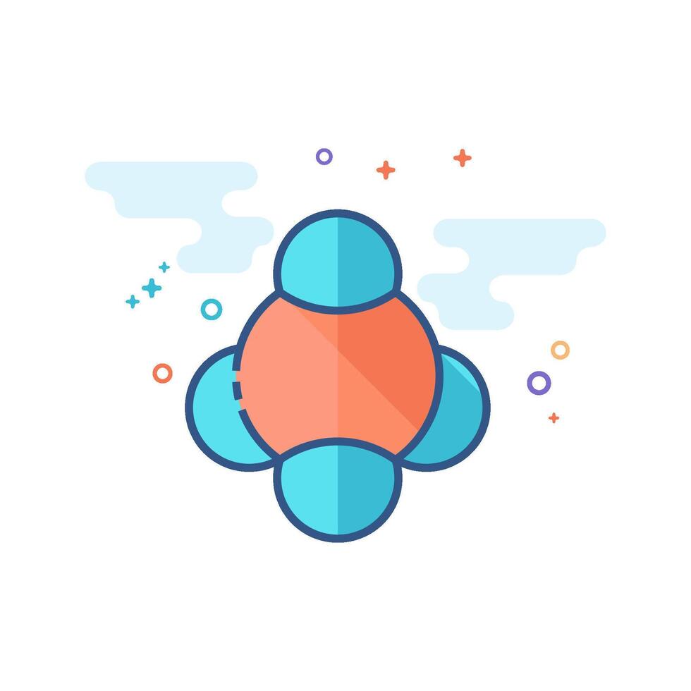 moléculas icono plano color estilo vector ilustración