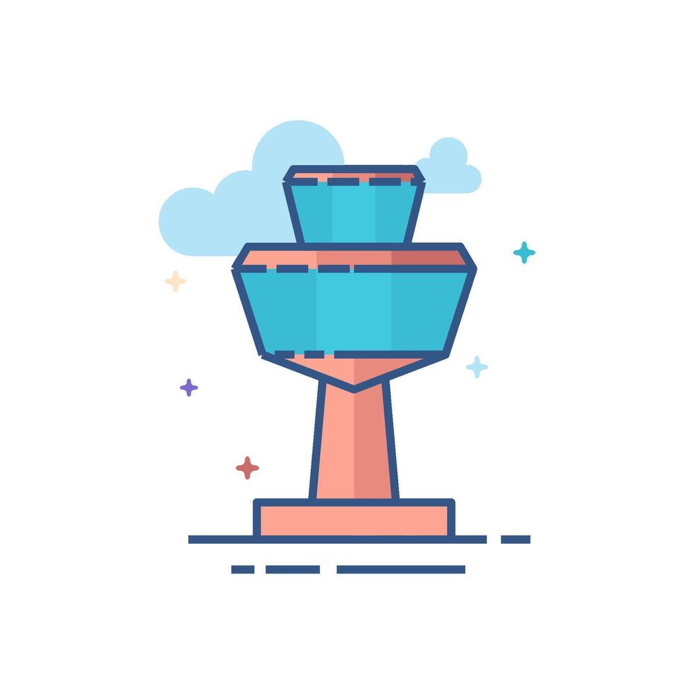 Airport tower icon flat color style vector illustration