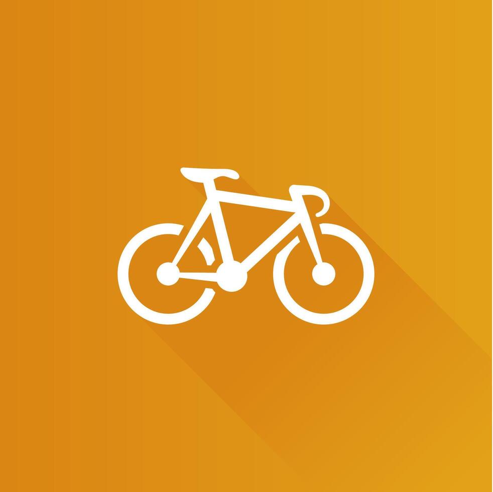 Track bike flat color icon long shadow vector illustration
