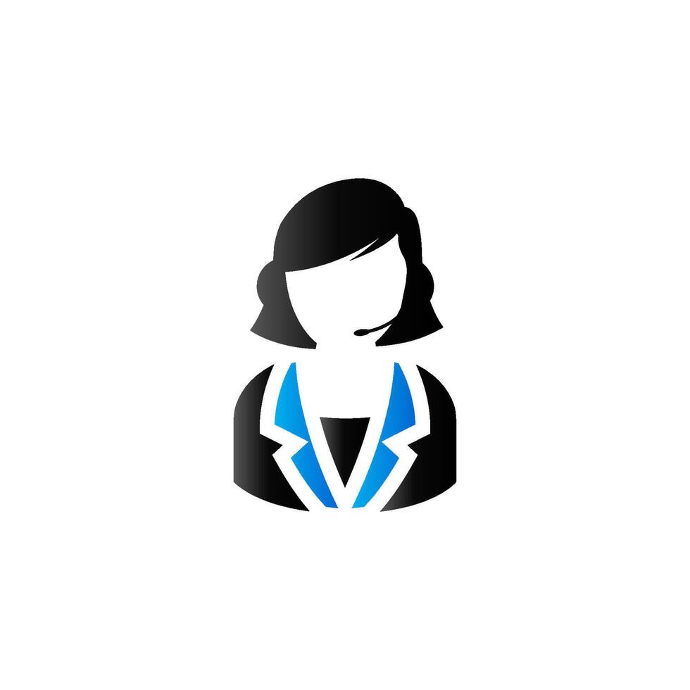 Female receptionist icon in duo tone color. Call center support vector