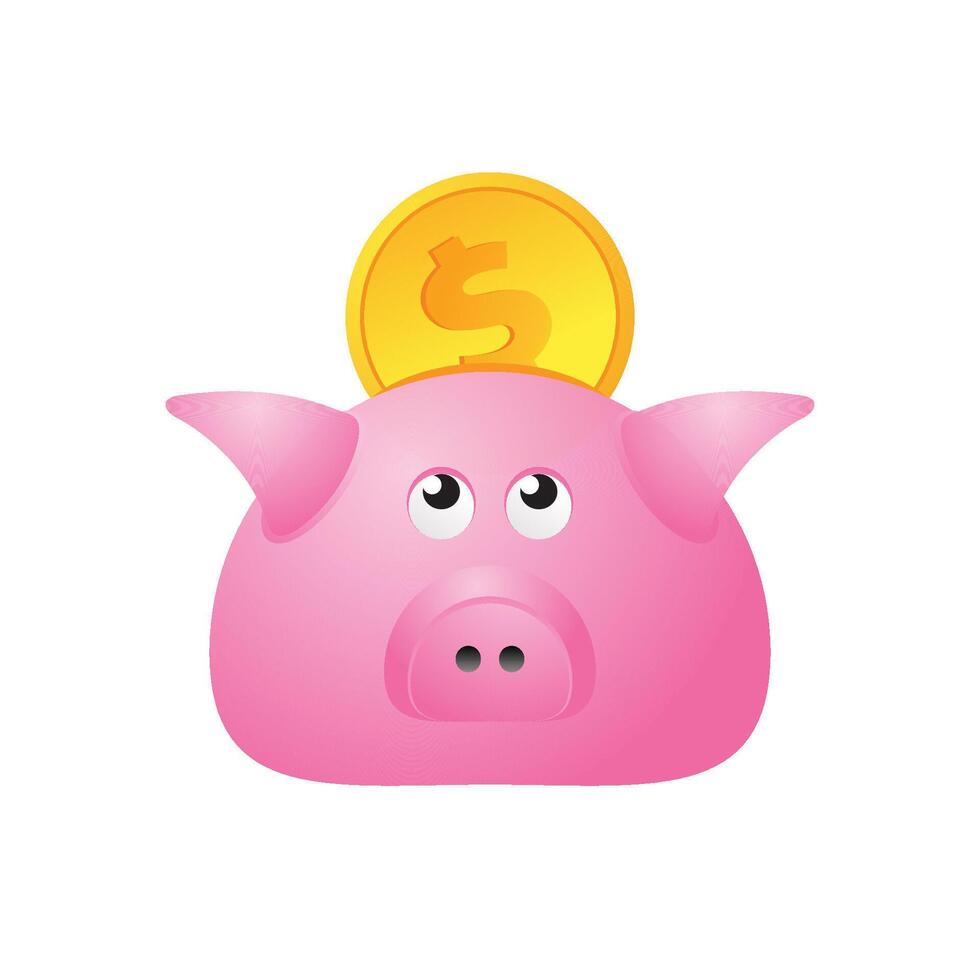 Coin piggy bank icon in color. Saving kids bank vector