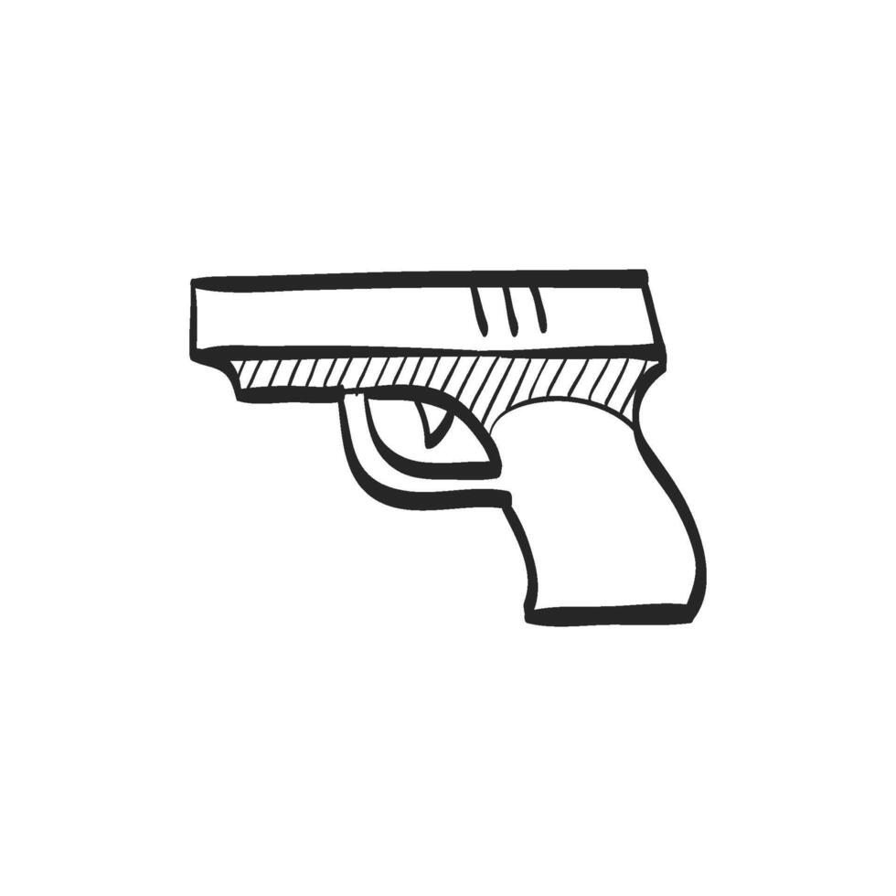 mano dibujado bosquejo icono brazo pistola vector