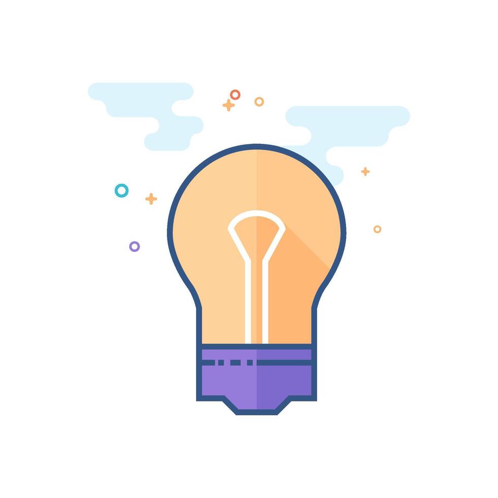 Light bulb icon flat color style vector illustration