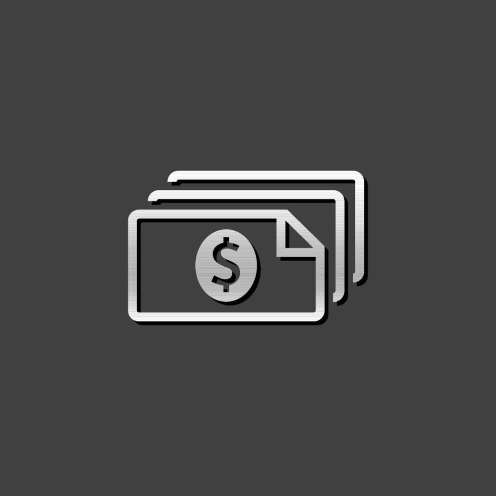 Money icon in metallic grey color style. Finance wealth banking vector