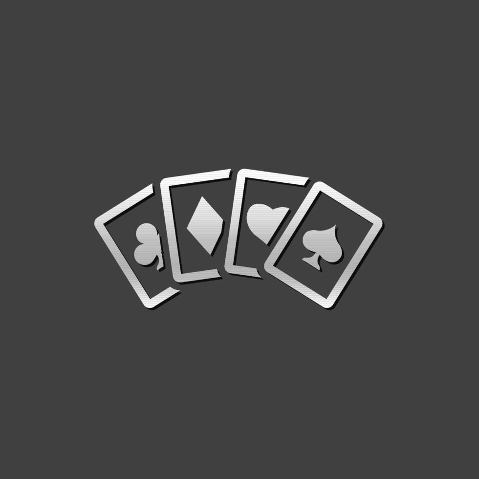 Playing cards icon in metallic grey color style. Game gambling leisure vector