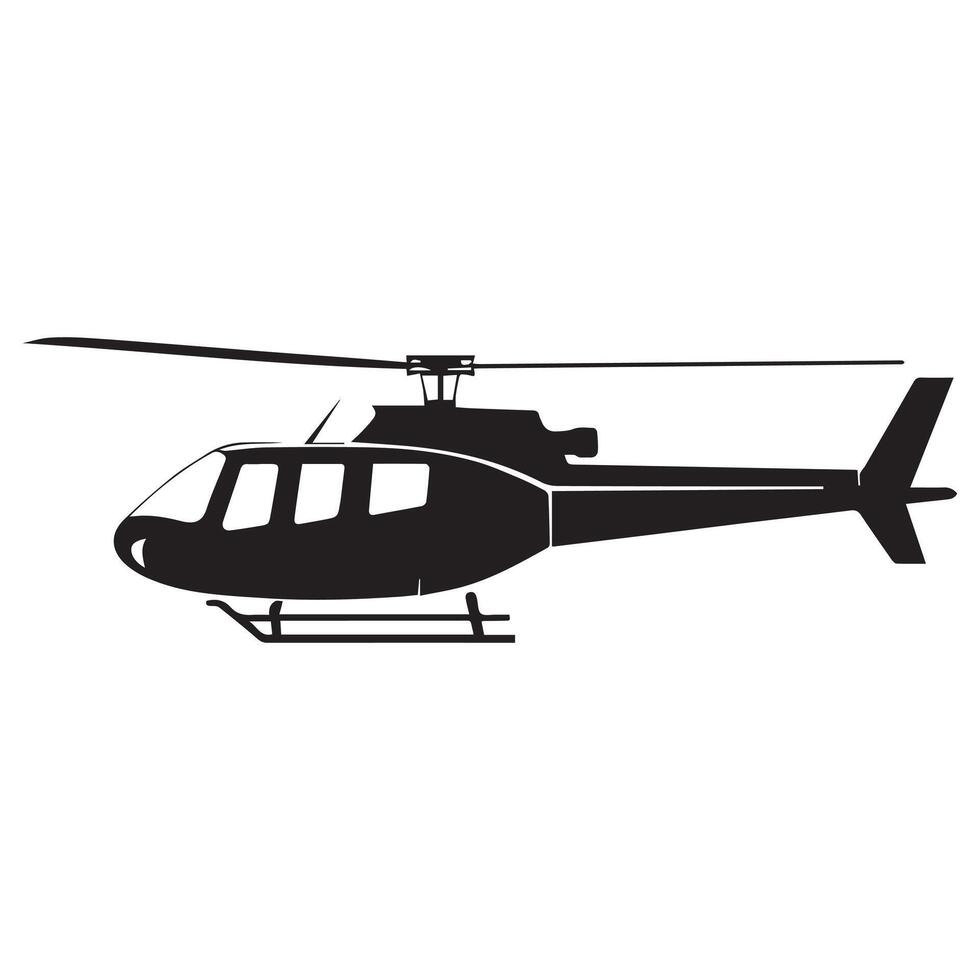 Black isolated silhouette of helicopter on white background. vector