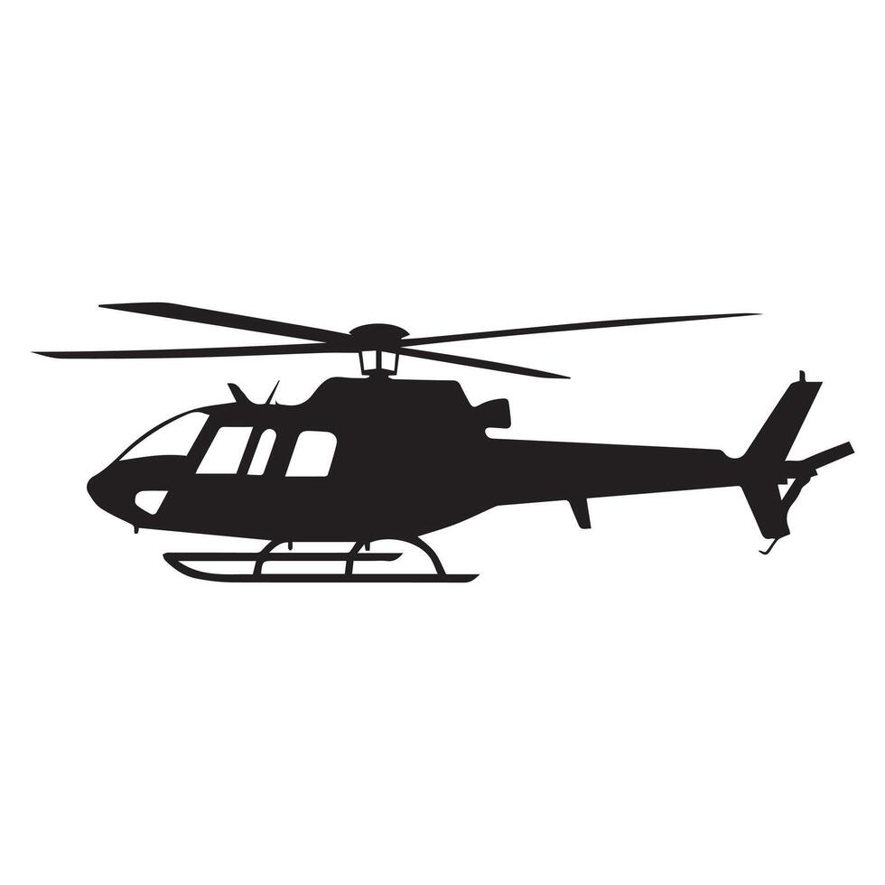 Black isolated silhouette of helicopter on white background. vector