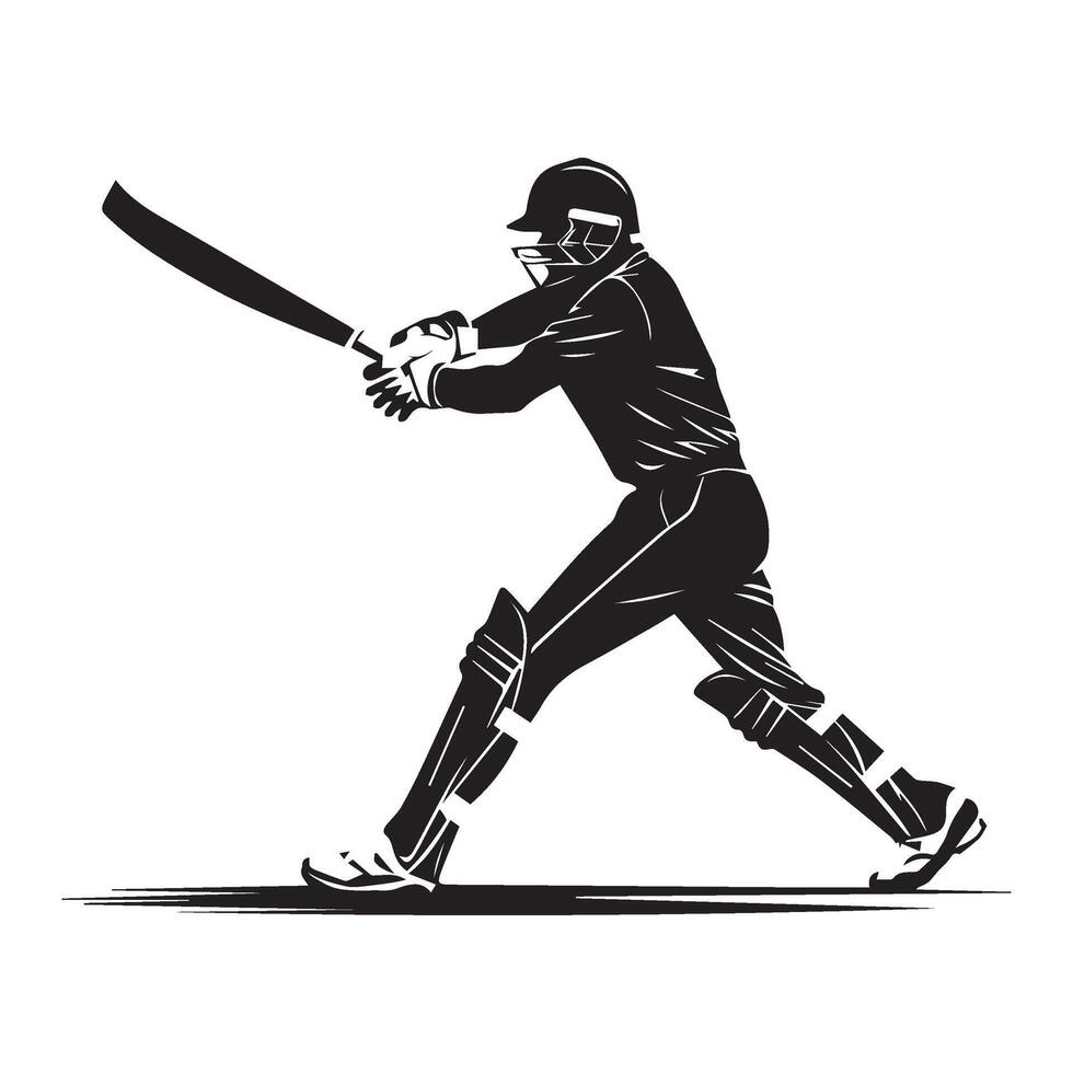 Cricket player vector silhouette.