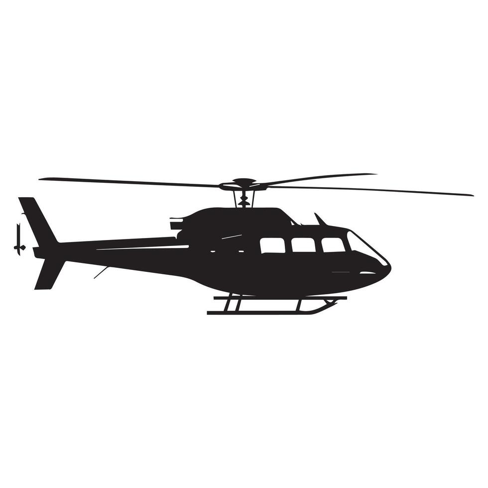 Black isolated silhouette of helicopter on white background. vector