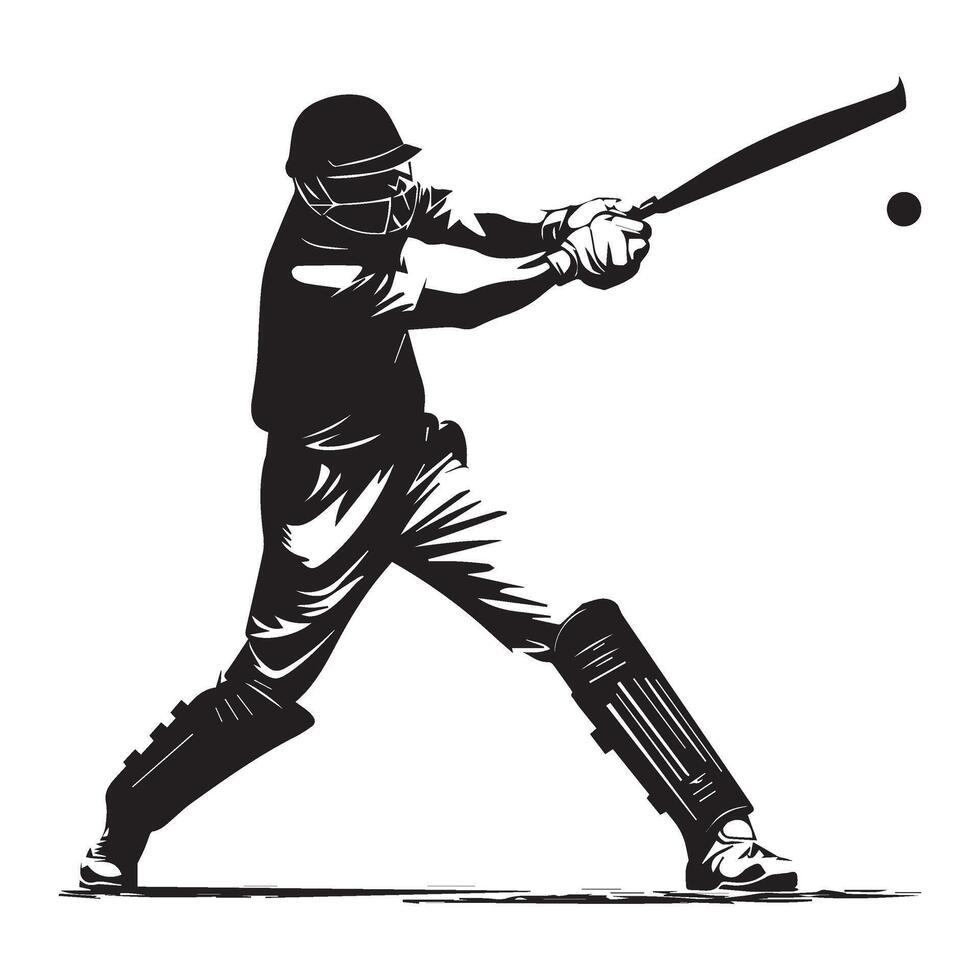 Cricket player vector silhouette.