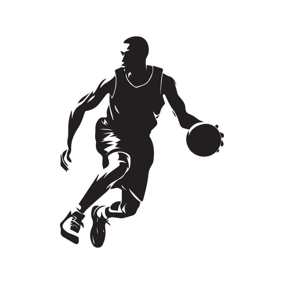 Basketball player silhouette vector illustration.