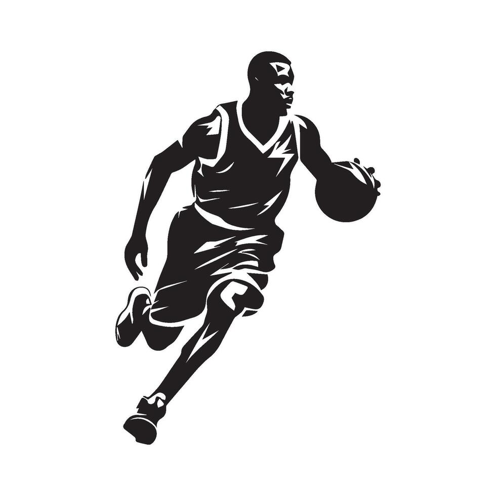 Basketball player silhouette vector illustration.