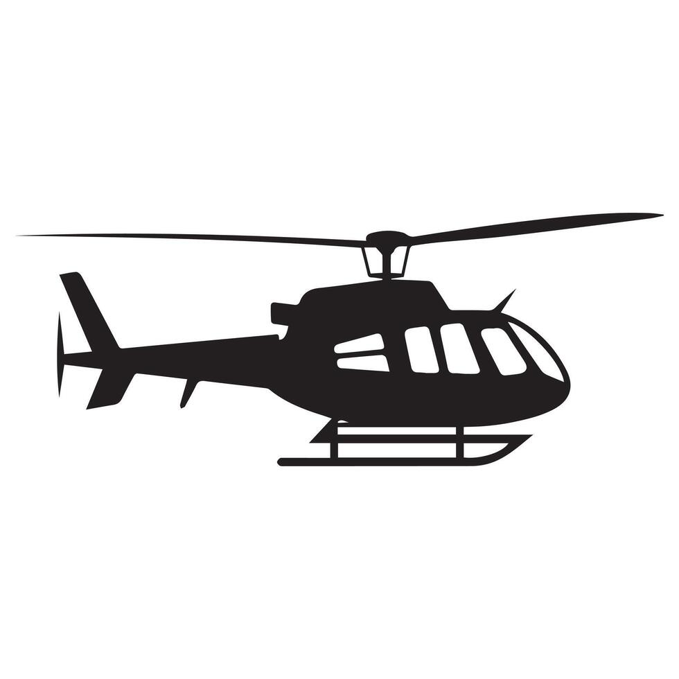 Black isolated silhouette of helicopter on white background. vector