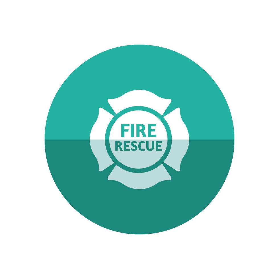 Firefighter emblem icon in flat color circle style. Service fireman coat of arms vector