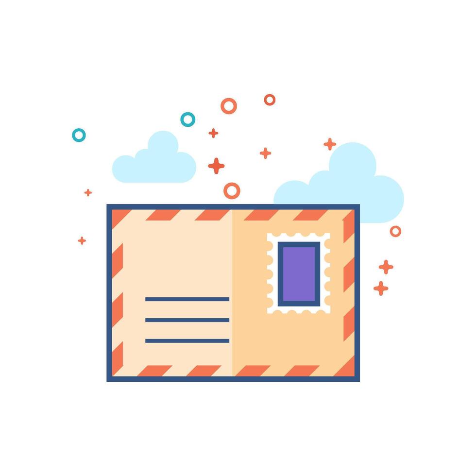 Envelope icon flat color style vector illustration