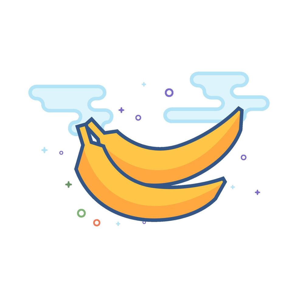 Banana icon flat color style vector illustration