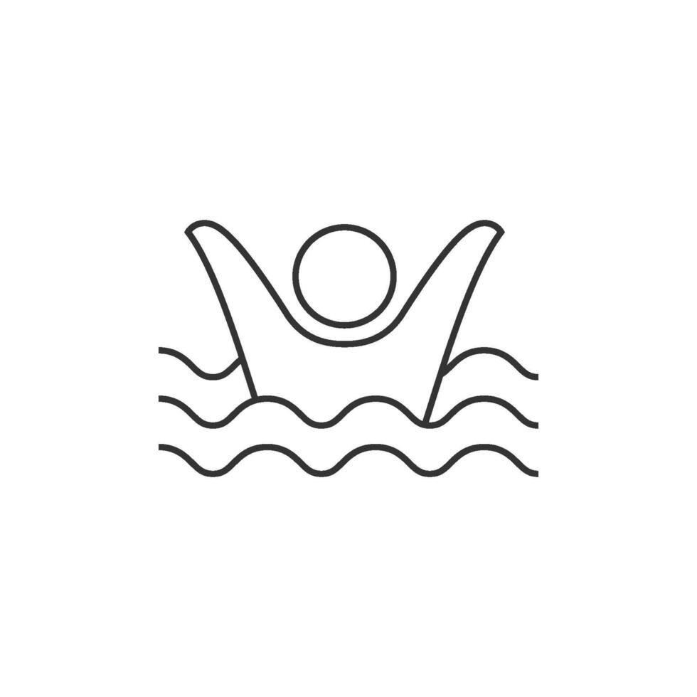 Drowned man icon in thin outline style vector