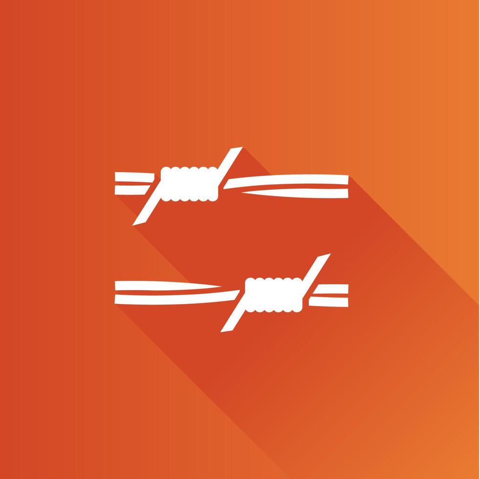 Barbed wire flat color icon long shadow vector illustration