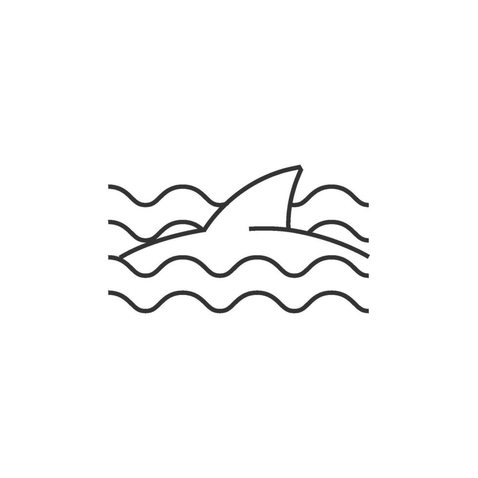 Shark icon in thin outline style vector