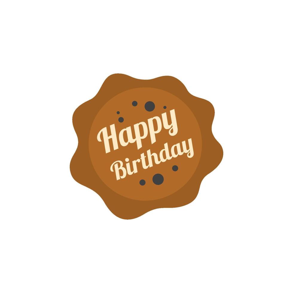 Birthday cake text icon in flat color style. Anniversary celebration party gift present surprise vector