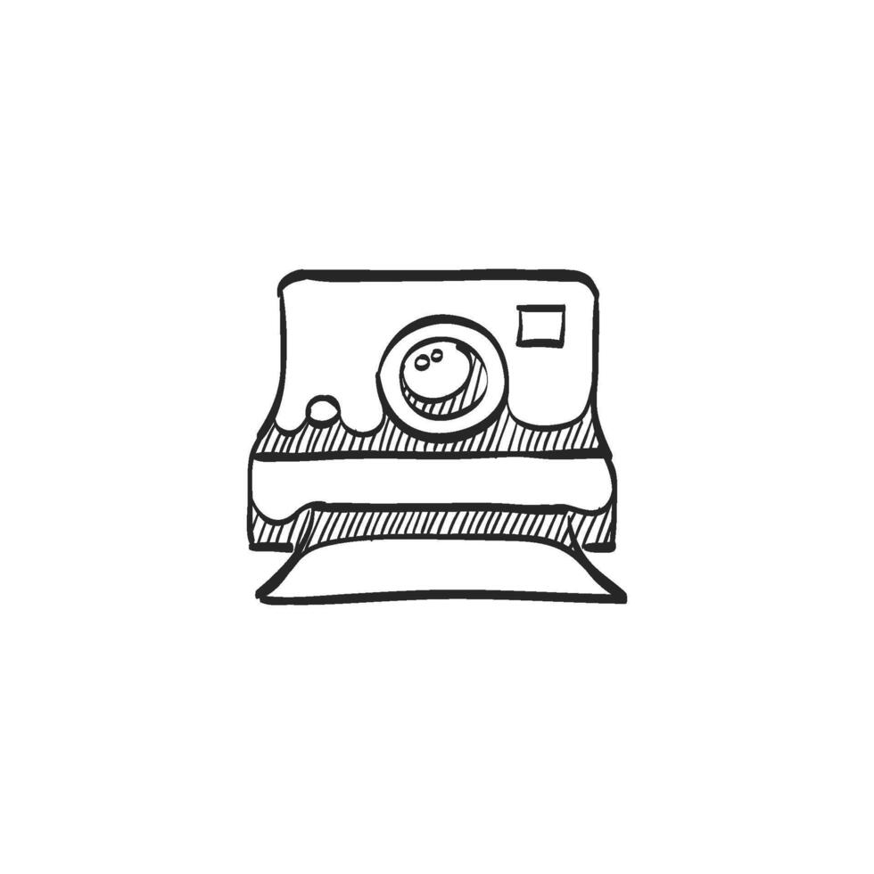 Hand drawn sketch icon instant camera vector