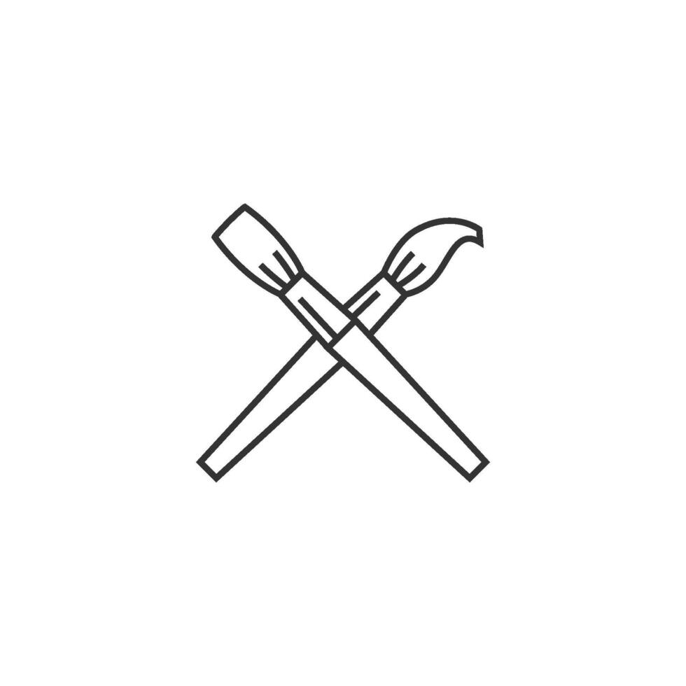 Paint brushes icon in thin outline style vector