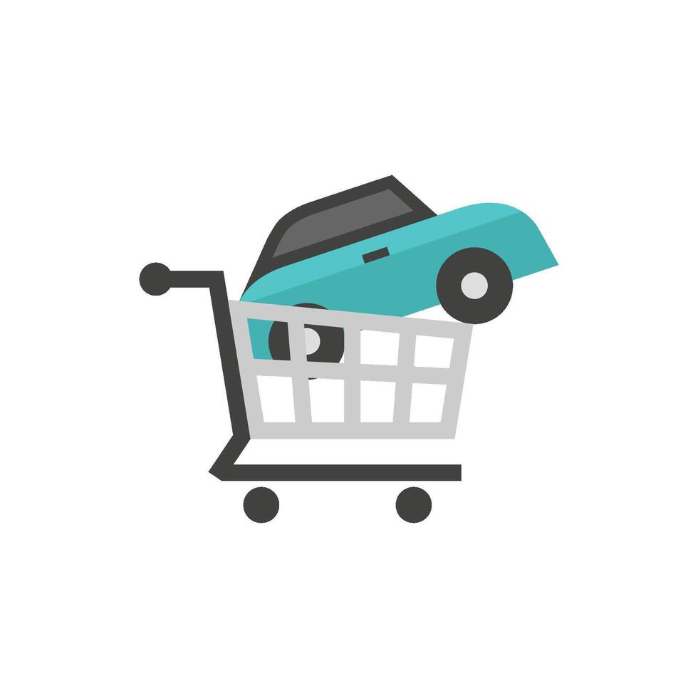 Car shopping icon in flat color style. Business automotive auto buying retail sale vector