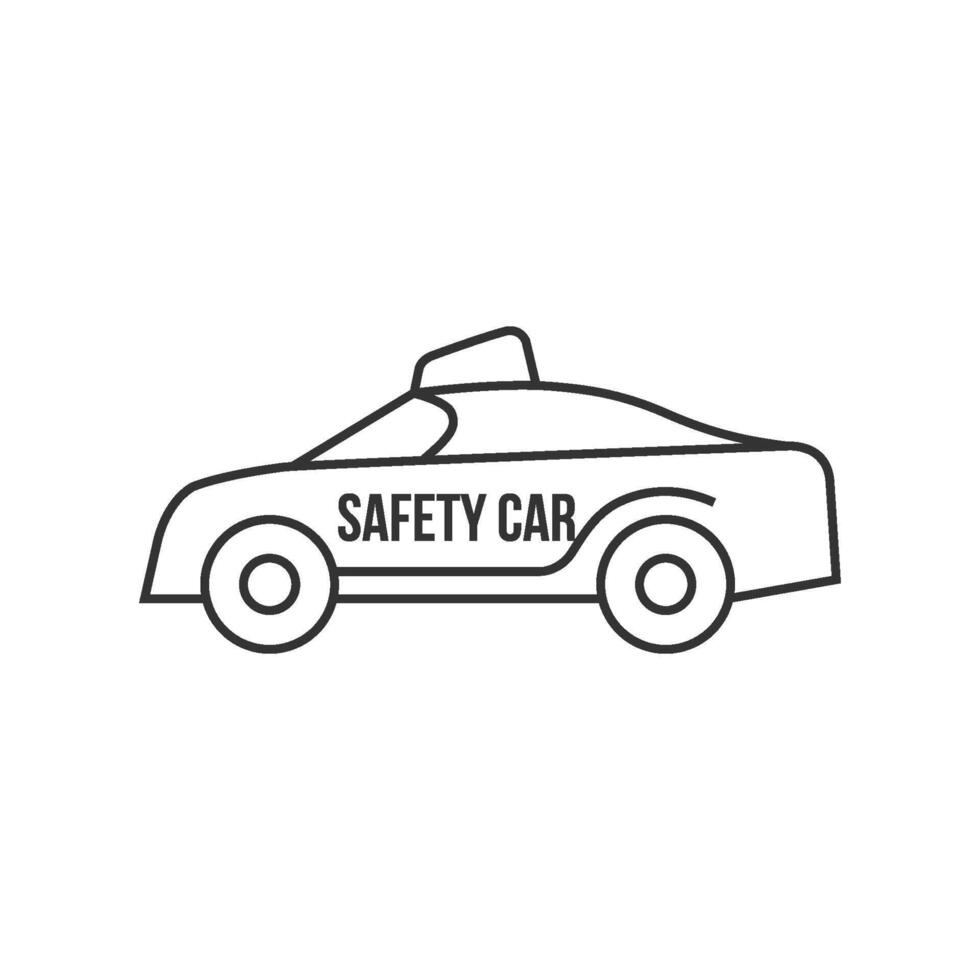 la seguridad coche icono en Delgado contorno estilo vector