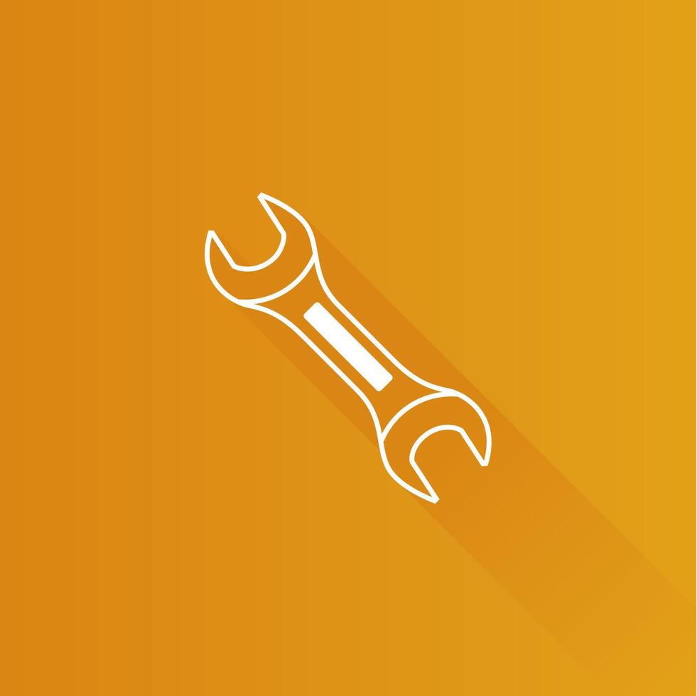 Bicycle wrench flat color icon long shadow vector illustration