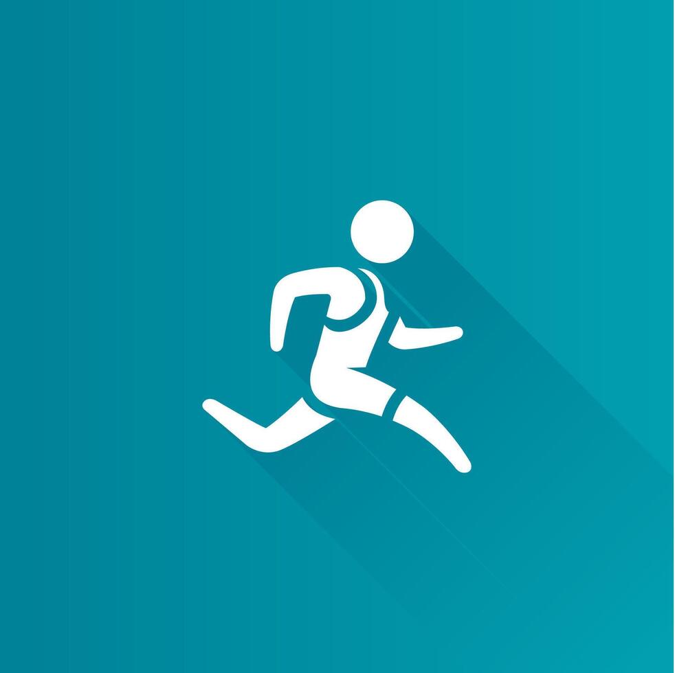 corriendo atleta plano color icono largo sombra vector ilustración