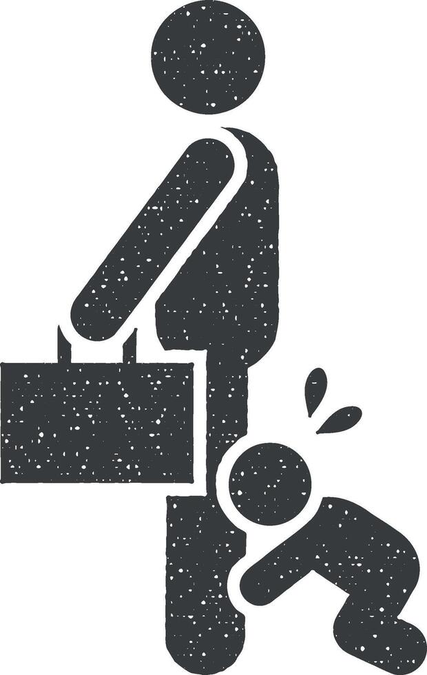 Father, businessman, crying, baby icon vector illustration in stamp style
