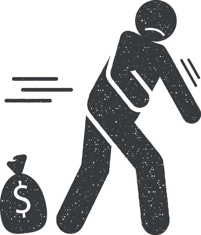 Money, stingy icon vector illustration in stamp style