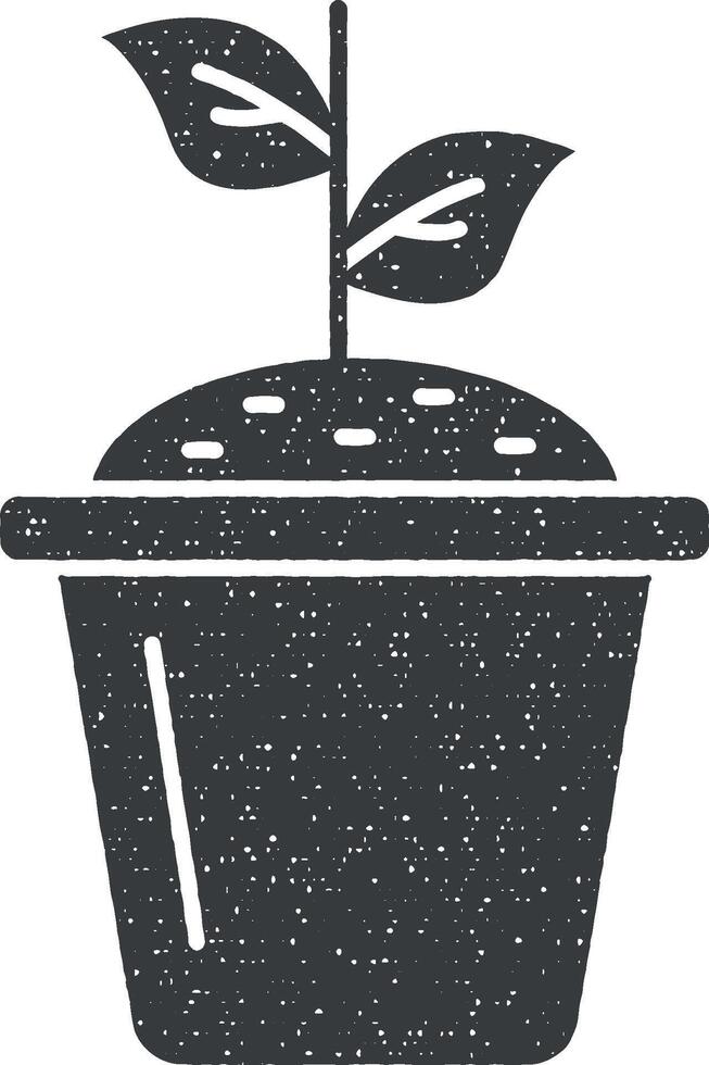 Soil ground plant icon vector illustration in stamp style