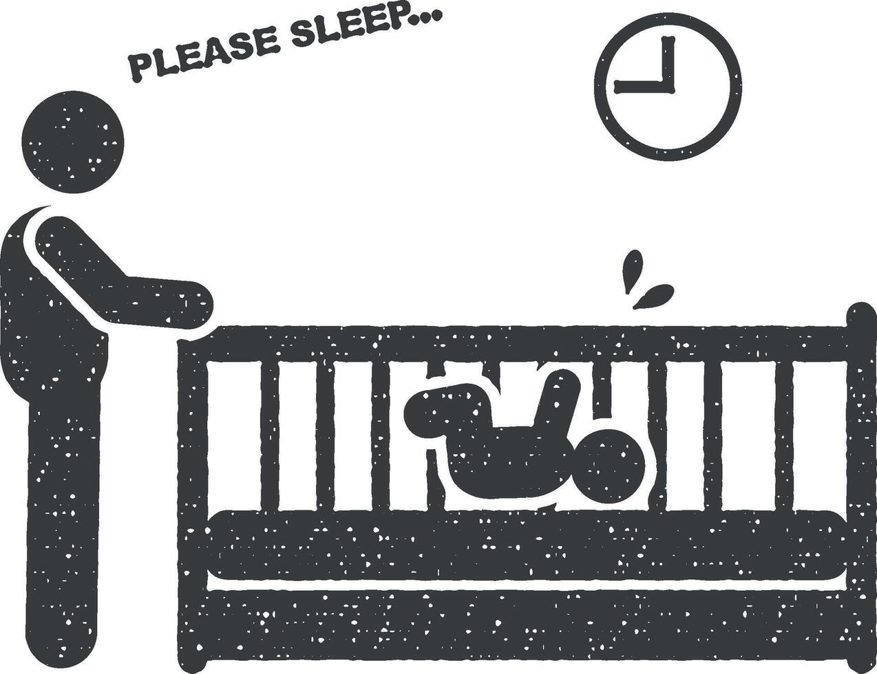 Baby, childcare, parenting, sleep icon vector illustration in stamp style