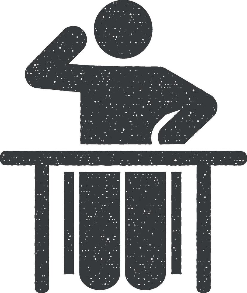 Think sit man icon vector illustration in stamp style