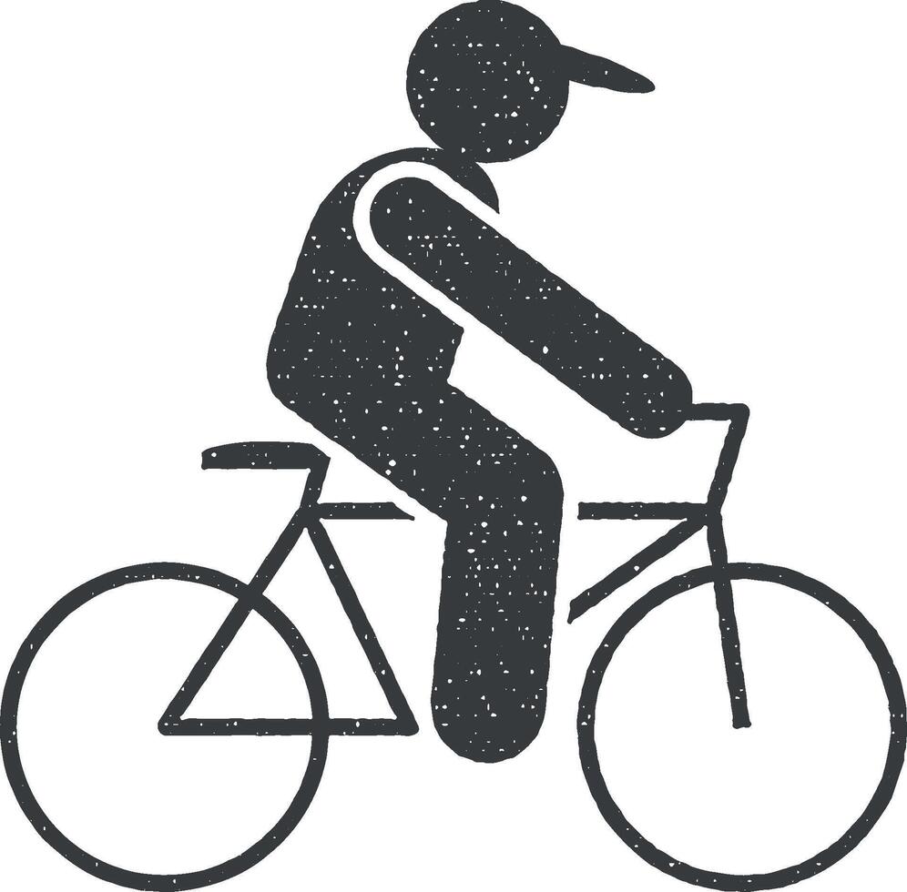 Bicycle, cycling, riding icon vector illustration in stamp style