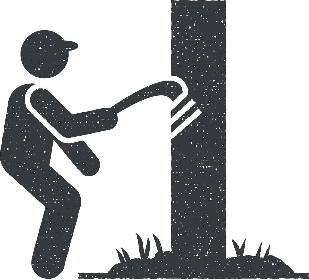 Agriculture, disinfection of wood icon vector illustration in stamp style