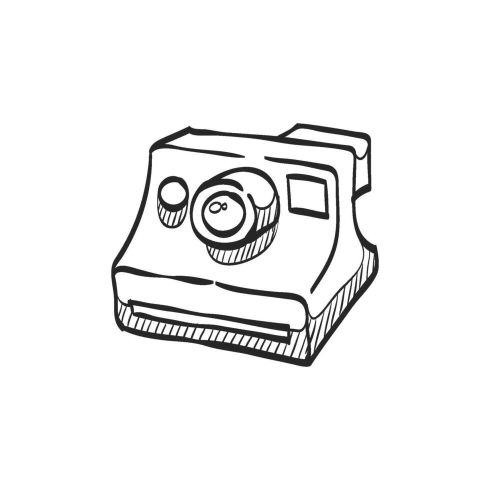 Hand drawn sketch icon instant camera vector