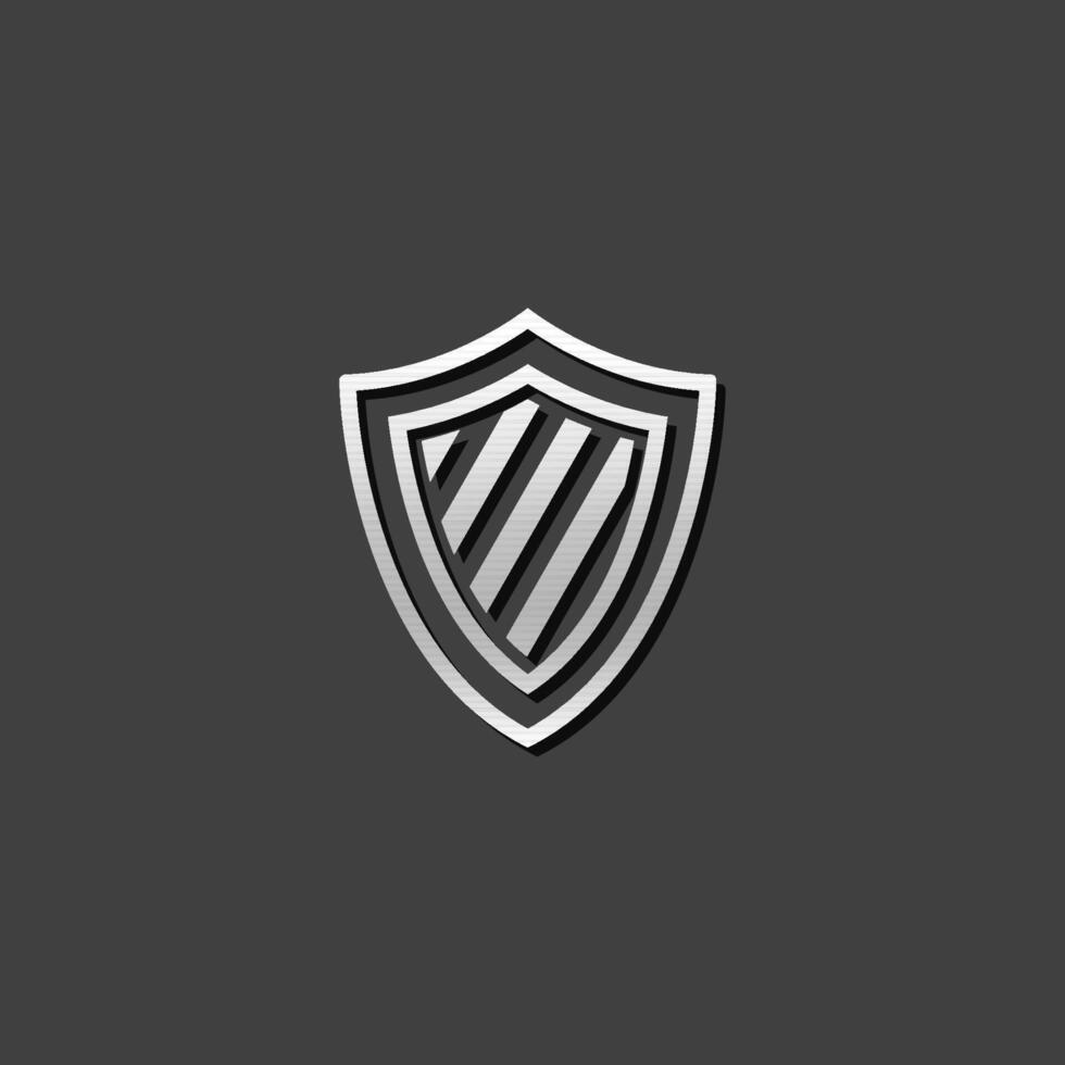 Shield icon in metallic grey color style. Protection computer antivirus vector