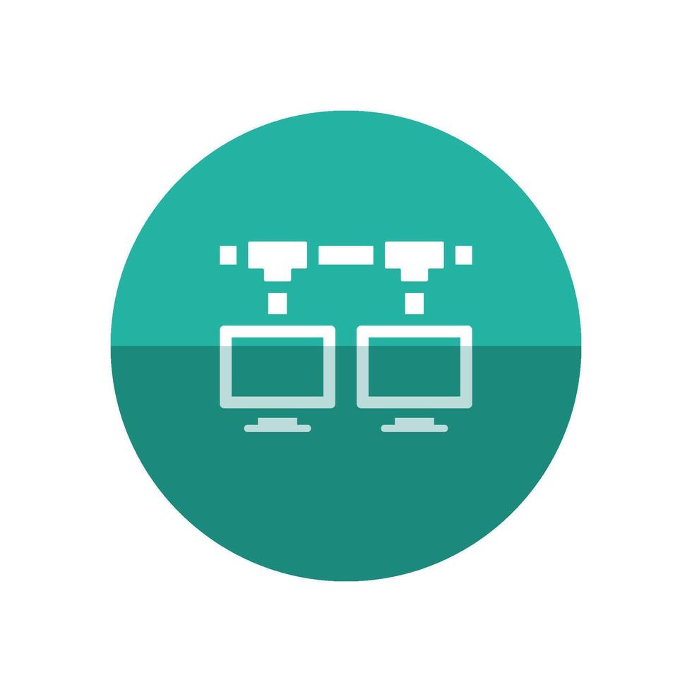 Local area network icon in flat color circle style. Computer connection internet networking vector