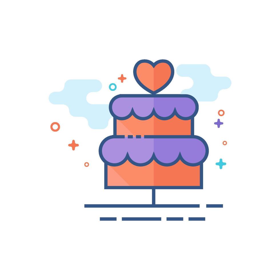 Boda pastel icono plano color estilo vector ilustración