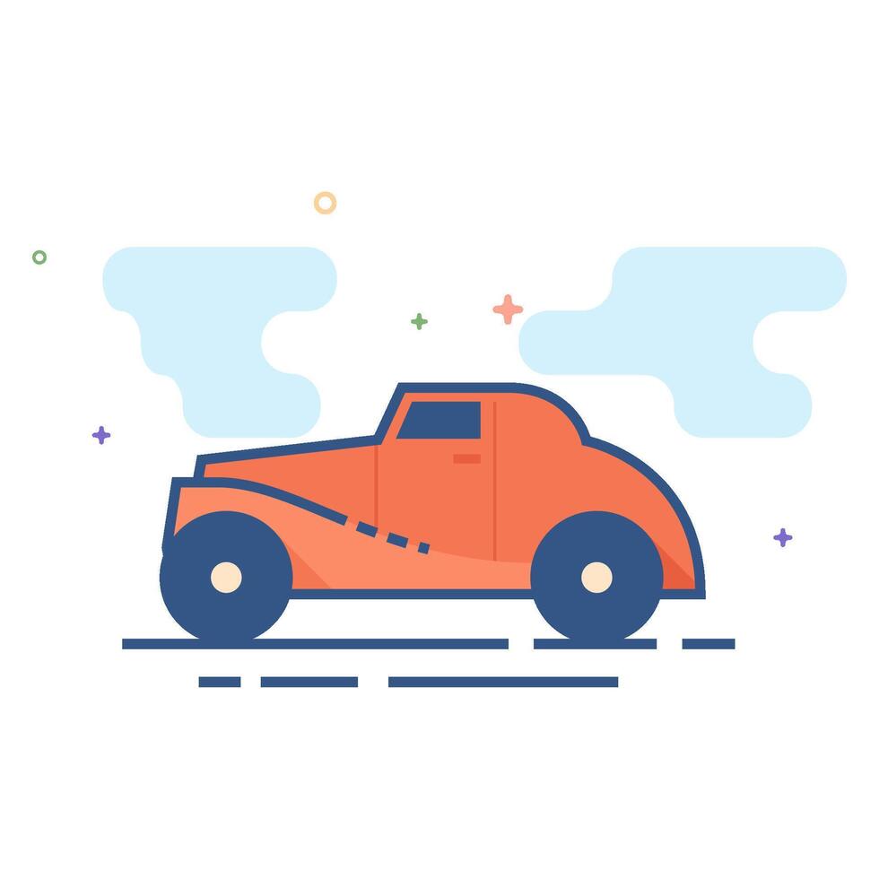 Clásico coche icono plano color estilo vector ilustración